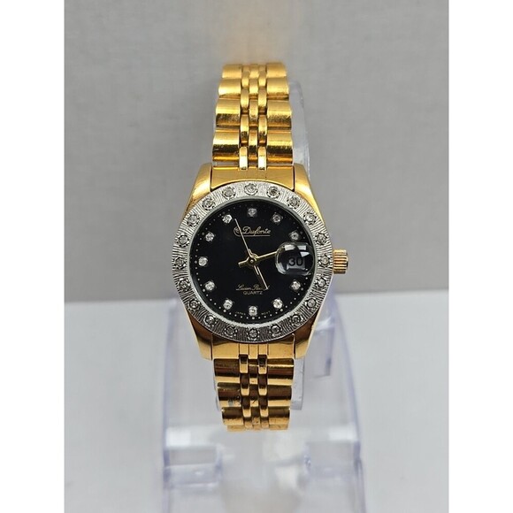 Dufonte Lucien Piccard Ladies Quartz Watch Gold Tone Diamond Accents New Battery - Picture 1 of 12